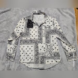 ROMWE Black and White Paisley Shirt